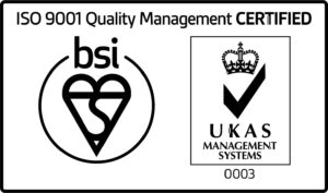 BSI-geprüftes ISO 9001-Qualitätszeichen (schwarz)
