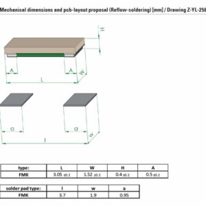 Drawing and Dimensions of FMK resistor from Isabellenhuette