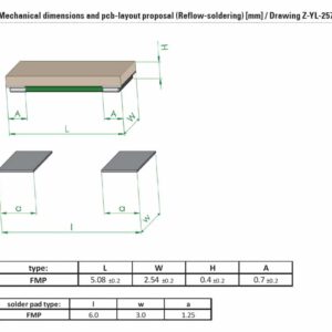 Drawing and Dimensions of FMP resistor from Isabellenhuette